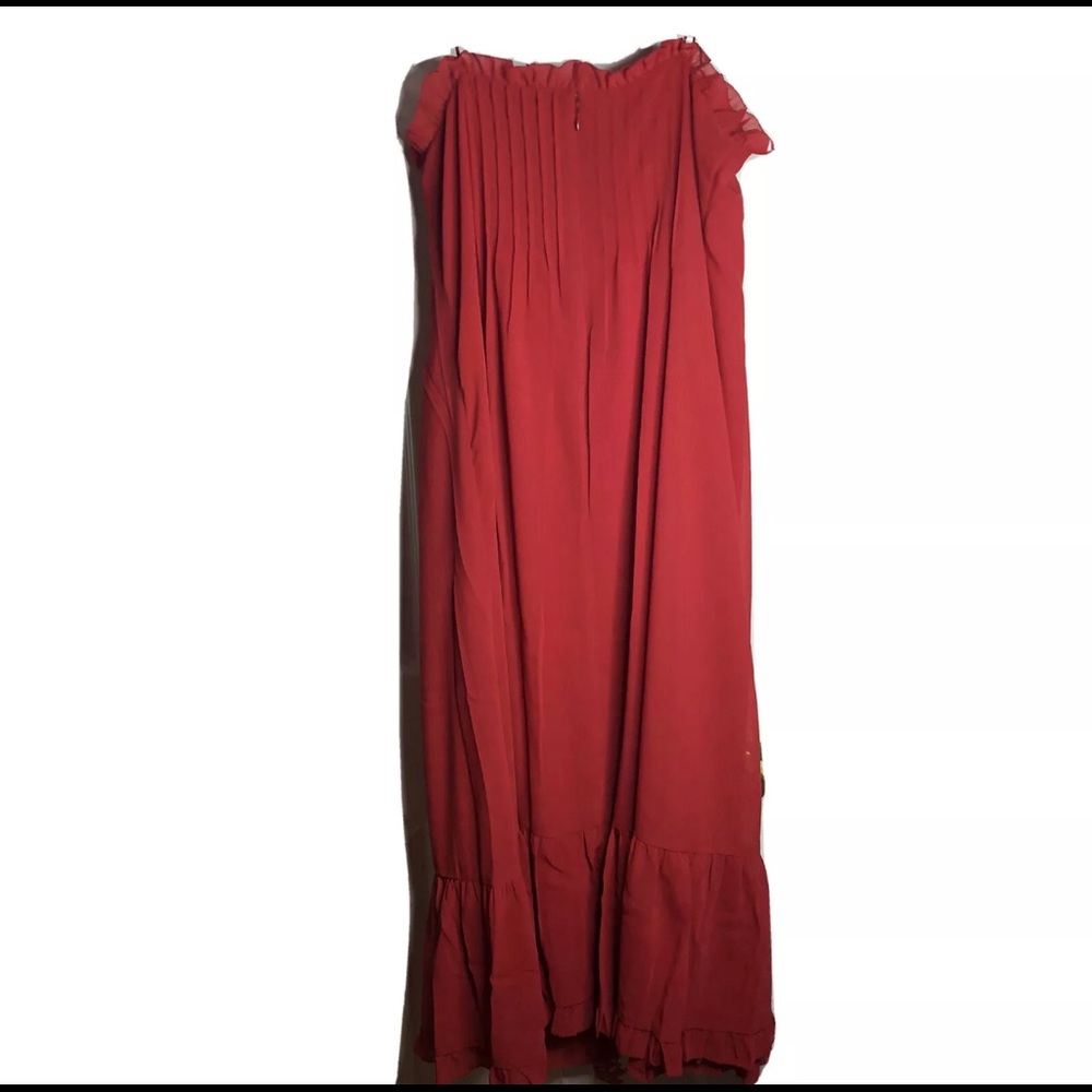 Madewell Pintucked Midi Dress Red Chiffon 12 - Picture 3 of 7